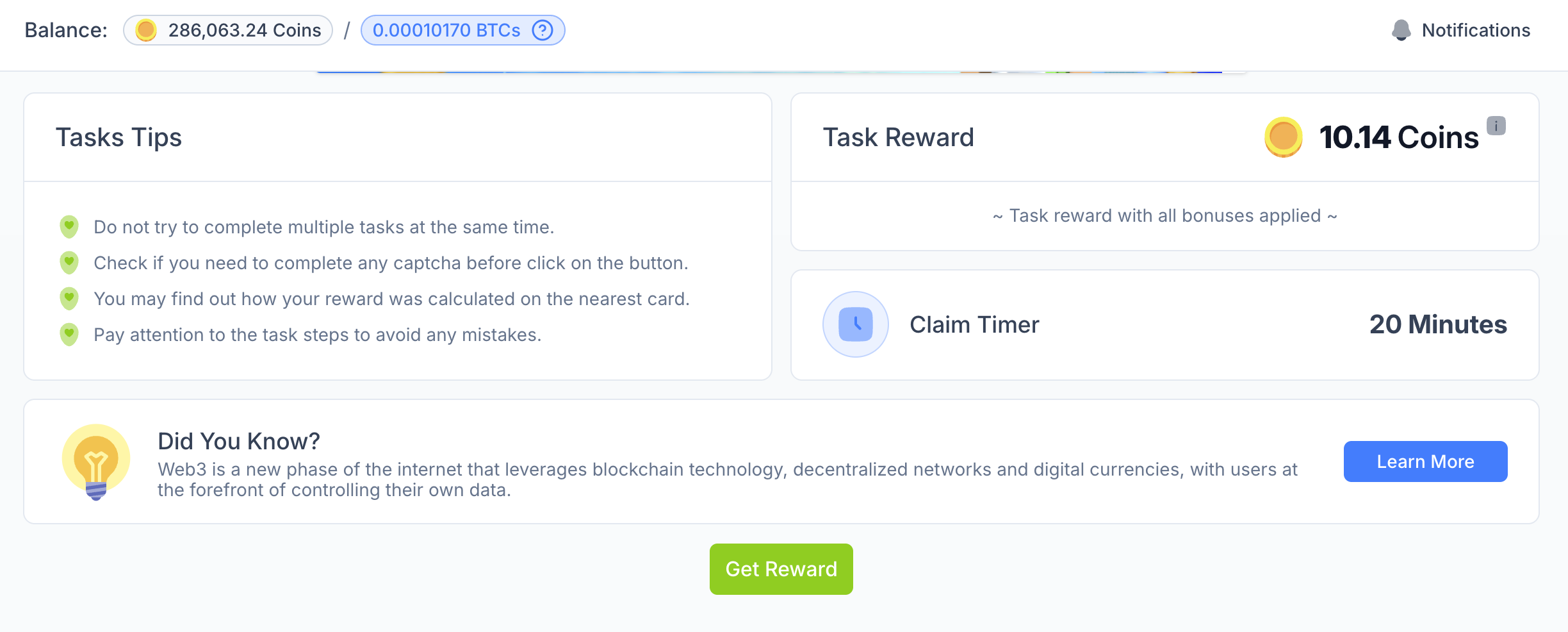 Screenshot: FaucetCrypto claim screen inside Buxenger